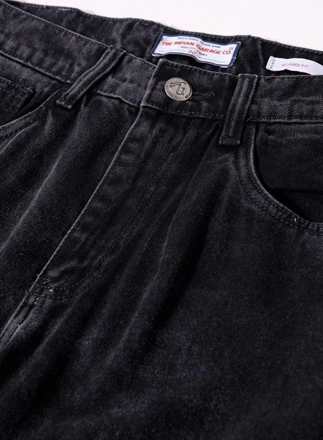 The Indian Garage Co  Men Relaxed Fit Solid Cargo Pocket Mid-Rise Jeans for Men | Best Price UAE